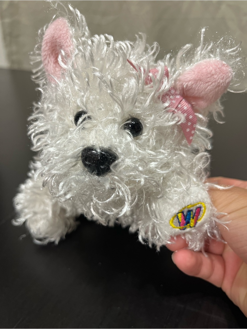 Ganz Webkinz White Terrier Puppy Dog HM106 Stuffed Animal W/ Pink Bow 8” NO CODE